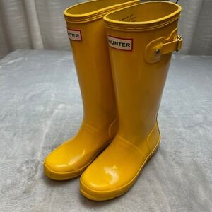 Hunter Kids Gloss Rain Boots Boys 2 Girls 3 Yellow Waterproof Outdoor Wellington